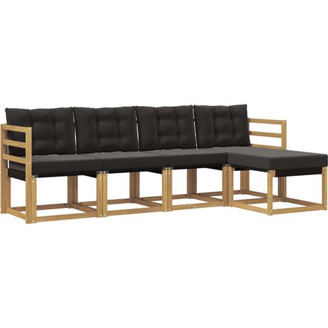 Outdoor Sofa Set 5 pcs White and Black vidaXL (1/5)