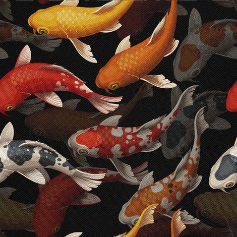 Tissu décoratif d'extérieur Oxford - Motif Koi-Karpfen I DX208 (1/5)