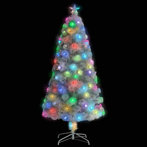 Albero Natale Albero natalizio Albero festivo Preilluminato Bianco 120 cm in Fibra Ottica (1/5)