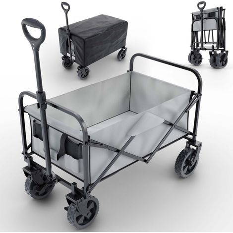 Chariot à bras chariot de transport pliable inclus housse amovible 61L Noir (1/5)