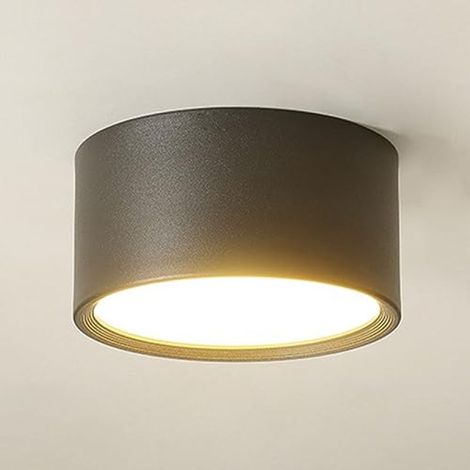 Spot LED cylindrique semi-plafonnier moderne en métal noir avec abat-jour en acrylique, lumière blanc chaud, idéal pour une cuisine, un couloir, un hall d'entrée ou une entrée. (1/5)