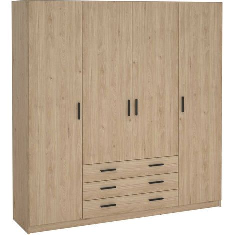 Dmora - Guardaroba grande Epipola, Mobile camera da letto, Cabina armadio portabiti, Armadio appendiabiti, 196x50 h200 cm, Rovere