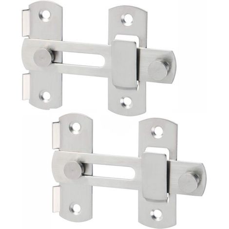 Serratura per porta scorrevole a 180°，2 pezzi，Chiavistello per porta scorrevole，Chiavistello ad angolo retto in acciaio inox (1/5)