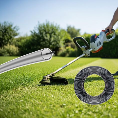 Fil de tondeuse 2 mm x 15 m - Profil rond gris - Fil de coupe robuste pour débroussailleuse et débroussailleuse - Fil à deux composants durable pour l'entretien du jardin (1/3)
