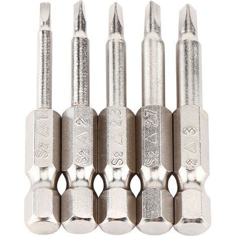 Jeu d'embouts de tournevis, Δ1,8/Δ2,0/Δ2,3/Δ2,7/Δ3,0 1/4" à tige hexagonale haute résistance, dureté de tête triangulaire pour radiateurs soufflants, réchauds de camping (1/5)