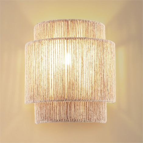 Applique murale en jute avec structure acier style bohème 40W (1/5)