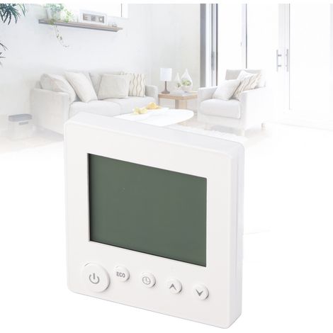 Thermostat / Régulateur de Température Intelligent avec Affichage LCD - Contrôle par Touches AC 16A pour Système de Chauffage Électrique Domestique - ABS, Ø 60 mm, Noir, Précision ±1°C (5-60°C) - Pack (1/5)