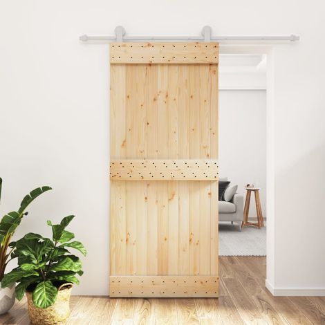 Puerta corredera con herrajes madera maciza de pino 90x210 cm vidaXL (1/5)