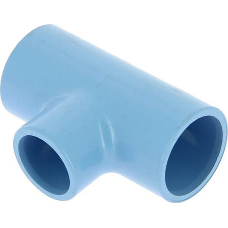 Té réduit 90° PVC bleu air comprimé femelle-femelle Ø25x20