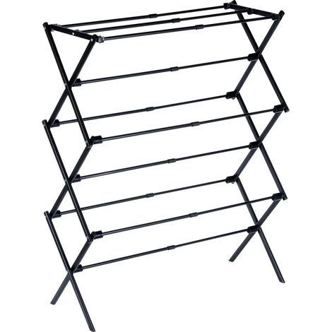 Tendedero Vertical Extensible de Metal Negro 47 a 78 x 94 cm
