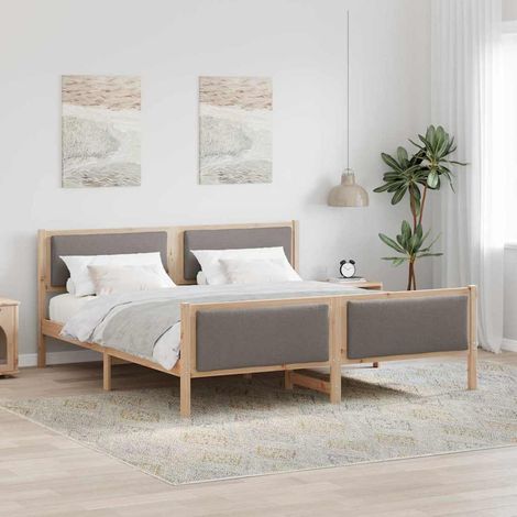Bettrahmen mit Kopfteil Taupe 180 x 200 cm Stoff