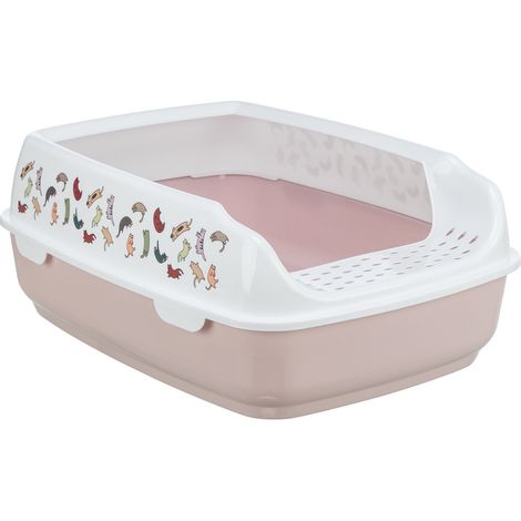 Bac à litière Delio rose et blanche 49.5 x 38 x 20 cm pour chat - Trixie