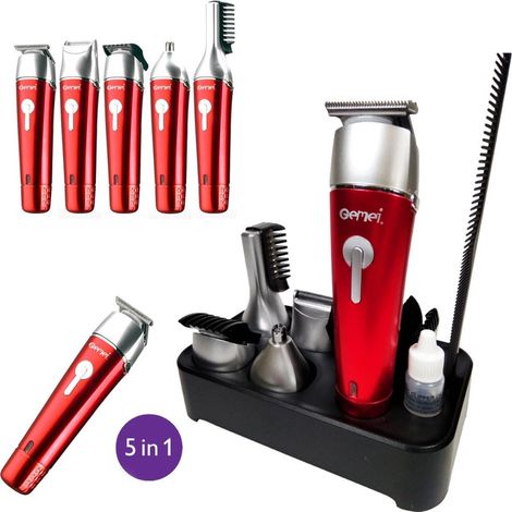 Cortapelos De Nariz Recargable 5 En 1 Gm-571 Recortador De Barba - (1/5)