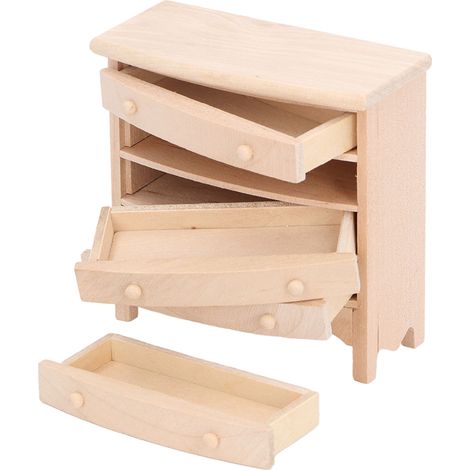 Commode pour maison de poupée à l'échelle 1:12, modèle miniature d'une armoire/table de chevet réaliste en bois faite à la main. (1/5)