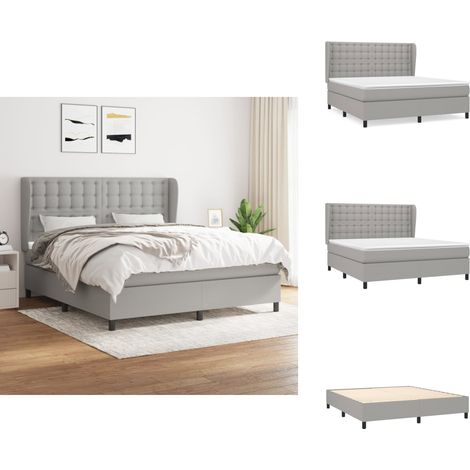 Boxspringbett mit Matratze Hellgrau 160x200 cm Stoff - Boxspringbett - Doppelbett - Bettenrahmen - Lattenrost - Matratze (1/5)