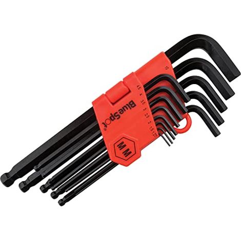 BlueSpot Tools 15303 - Set di chiavi esagonali con estremità a sfera metrica a braccio lungo (1,27-10 mm) (1/4)
