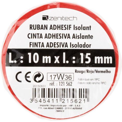 Rouleau adhesif 15mm x 10 mètres rouge (1/4)