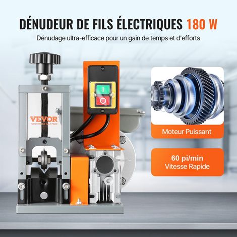 Machine à Dénuder Électrique 1,5-25 mm Dénudeur Câble Automatique Motorisé 180 W Dénudeuse Cuivre 18 m/min Pince à Dénuder Dépouill… (1/5)