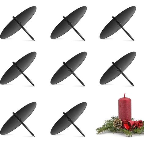 Bougeoirs Lot de 8, Bougeoir pour Bougies de l'Avent, Bougeoirs Noël de l'avent 6cm, Bougeoir en Métal Noir pour Décorer des Couronnes (1/5)