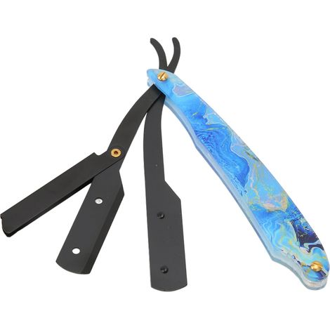 Porte-rasoir droit barbier vintage, manche acrylique sans lames, accessoire rasage homme. (1/5)