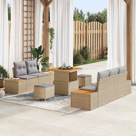 Gartensofa-set 8 pcs Beige Poly-Rattan