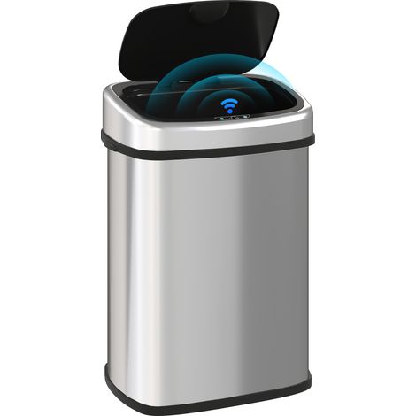 Poubelle avec couvercle à capteur infrarouge pour cuisine et salle de bain. capacité 58 L. en acier ABS. dimensions 40.9 × 28.9 × 68 cm (1/5)