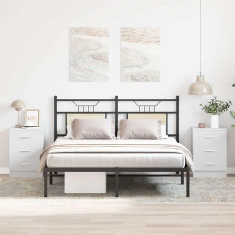 vidaXL Mesitas de noche 2 uds madera contrachapada blanco 38x35x56 cm (1/5)