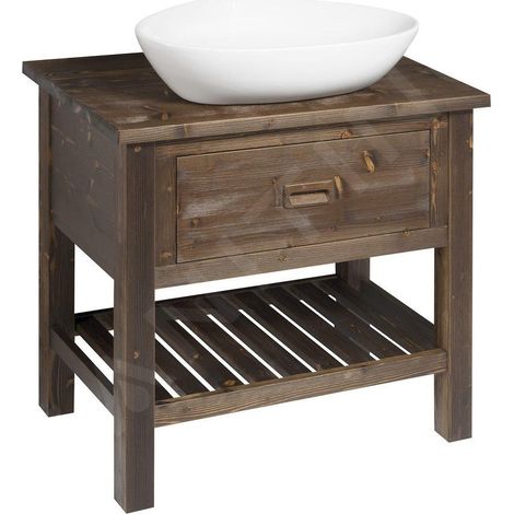 Sapho Brand - Meuble lavabo 73x80x50 cm, 1 tiroir, épicéa teinté BA083S (1/5)