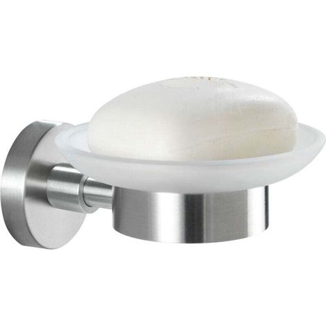 Bosio Seifenschale aus mattiertem Edelstahl, 11 x 5,5 cm, Designer-Seifenhalter aus Milchglas, Badezimmeraccessoires, Seifenhalter aus Edelstahl 304, elegante und praktische matte Seifenschale