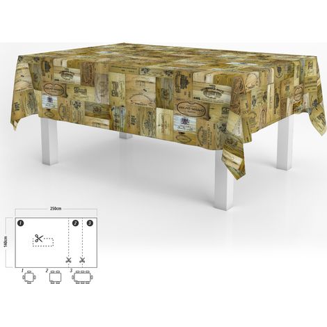 Nappe Anti-tache Rectangulaire Toile cirée 140 x 250 cm. Planches de vin (1/4)