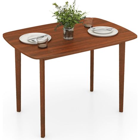 Mesa de comedor rectangular 110 x 78 x 77 cm estable y versátil estilo clásico MDF nogal 200018025