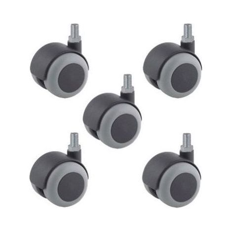 Set mit 5 TWIN-Lenkrollen für SESSEL AUS GRAUEM GUMMI, Durchmesser 50 mm, mit Gewindeschaft M10x15 mm (1/5)