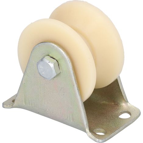 Roue rigide à gorge en V 50mm, support renforcé 2,5mm pour équipement de levage, galet industriel robuste, chariot charge lourde, roulette fixe avec rail V. (1/5)
