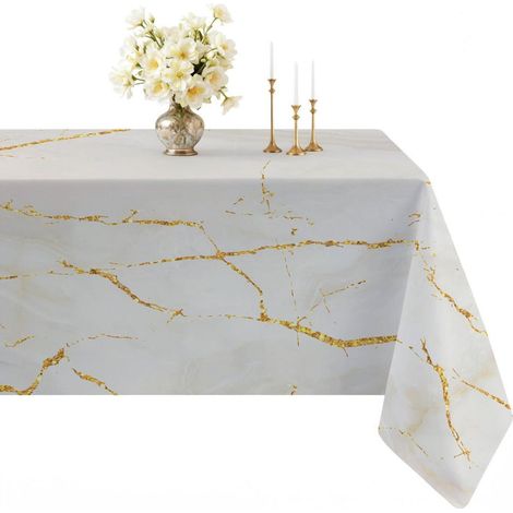 Nappe lavable Marbre Or 140x240 cm Aspect lin Rectangulaire