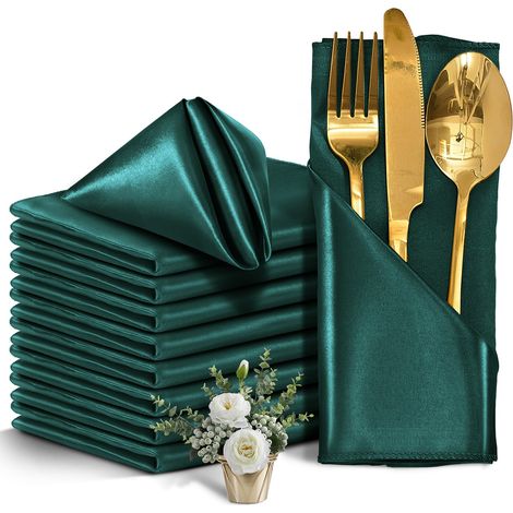 30 pièces - Serviettes - Serviettes Satinées de haute qualité - 43X43CM - Tissu polyester de luxe Hôtel - Décoration de serviette (1/5)