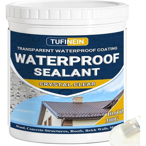 Liquide Étanchéité Transparent 300G, Agent de Revetement Impermeable Transparent Intérieure et Extérieure Membrane d'Étanchéité Waterstop Imperméable Transparente (1/5)