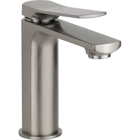 Miscelatore lavabo acciaio spazzolato con leva inclinata e piletta di scarico clic-clac Pollini Kora MXLAMCLMCNS Acciaio Spazzolato (1/5)