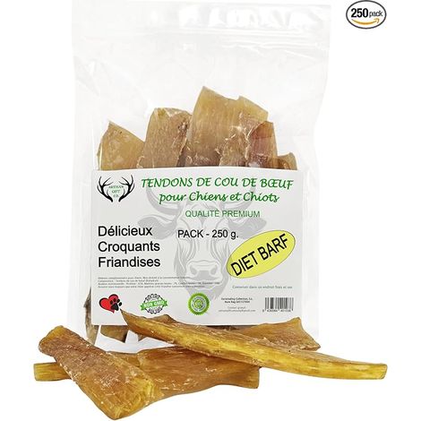 Friandises Naturelles pour Chiens, Tendons du Cou de Boeuf - Lot 250 GR. (1/5)