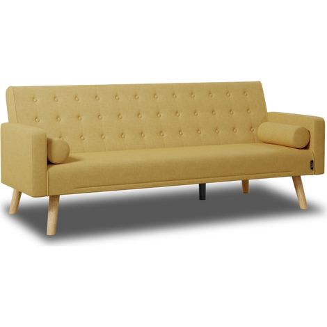 Nalui Sofá Cama Amarillo One Dots 3 Plazas Acolchado