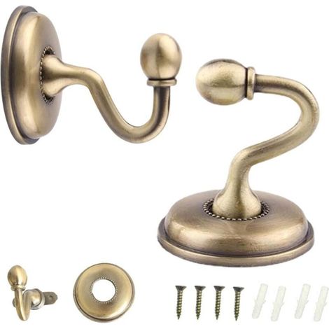 Lot de 2 embrasses de rideaux en alliage d'aluminium – Support mural en forme de U – Installation rapide et facile – Pour chapeaux et vêtements (1/5)