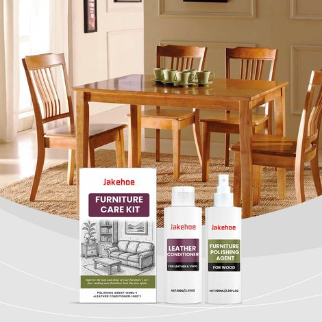 Möbelpflege-Set für Holz- und Ledermöbel: Aufarbeitung, Politur und Glanzerhaltung – Tragbares Set – Möbelpolitur 100 ml + Lederpflege 100 g -- DE (1/5)