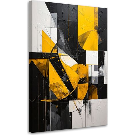 Stampe su Tela, Forme geometriche astrattismo giallo, 40x60 (1/5)