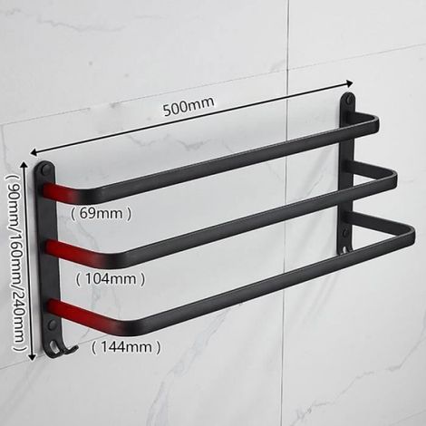 Porte-Serviettes - 3 Barres Mural - Aluminium - 50 cm - Pour Salle De Bain - 1 Pièce (1/4)