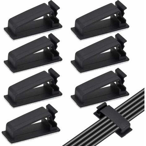 50PCS Noir Clips Câbles Adhésifs, Rangement de Câbles, Gestion de Câble pour Organiseur de Fils Electriques pour câbles Ethernet TV, Chargeur, Voiture, PC, Bureau, Maison, Cordon Électrique (1/5)