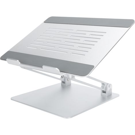 Support pour ordinateur portable en alliage d'aluminium, hauteur réglable, design ergonomique, coussin de refroidissement pour ordinateur portable, argent. (1/5)