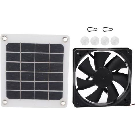 Ventilateur de Panneau Solaire, 6V 10W IP65 étanche Extérieur Panneau d'alimentation Solaire Ventilateur D'extraction USB Charge pour Poulailler à Effet de Serre (1/4)
