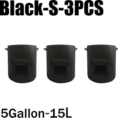 (Noir - S - Lot de 3) 3 styles de sacs de culture en feutre non tissé pour plantes, pots de pommes de terre, serres et autres légumes. Outils de culture verticaux hydratants. (1/4)