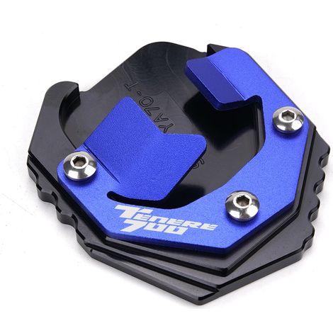 (Stand Pad B-Blue) Compatible pour Yamaha Tenere 700 2019 2020 2021 2022 2023 Accessoires de moto Béquille Extension de pied Support latéral Agrandisseur Pad Tenere700 maxpower (1/4)