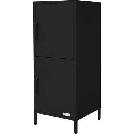 ML-Design Armadietto Portadocumenti da Ufficio Nero 40 x 101,5 x 40 cm, Contenitore in Acciaio con 2 Ante e Ripiani Regolabili, Mobile Multiuso di Archiviazione, Organizzatore per Studio o Soggiorno