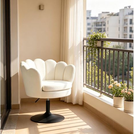 Sgabello da bar girevole regolabile in altezza, velluto beige, 1 posto DESVIAE (1/5)